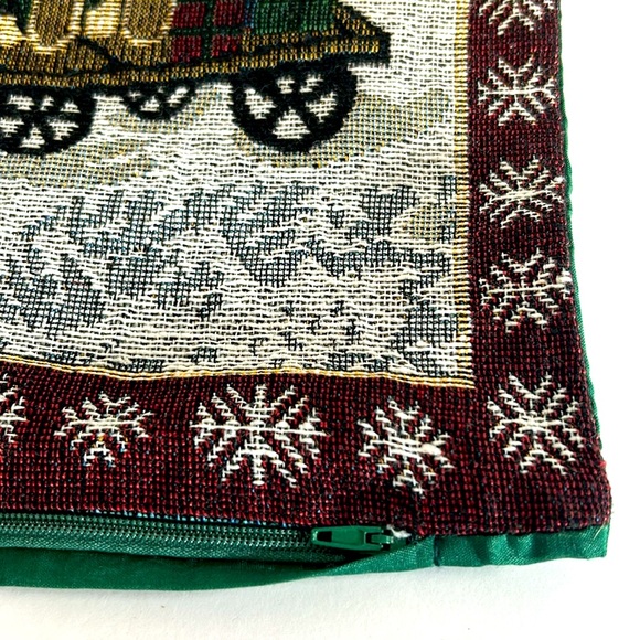 Vintage Christmas Scenes Tapestry Set Of 3 Pillow Covers With Concealed Zippers - Picture 3 of 15
